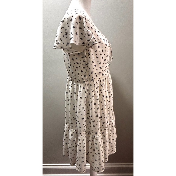 American Eagle Outfitters White Blue Floral Baby Doll Dress Fit Flare Size Small - Picture 4 of 16
